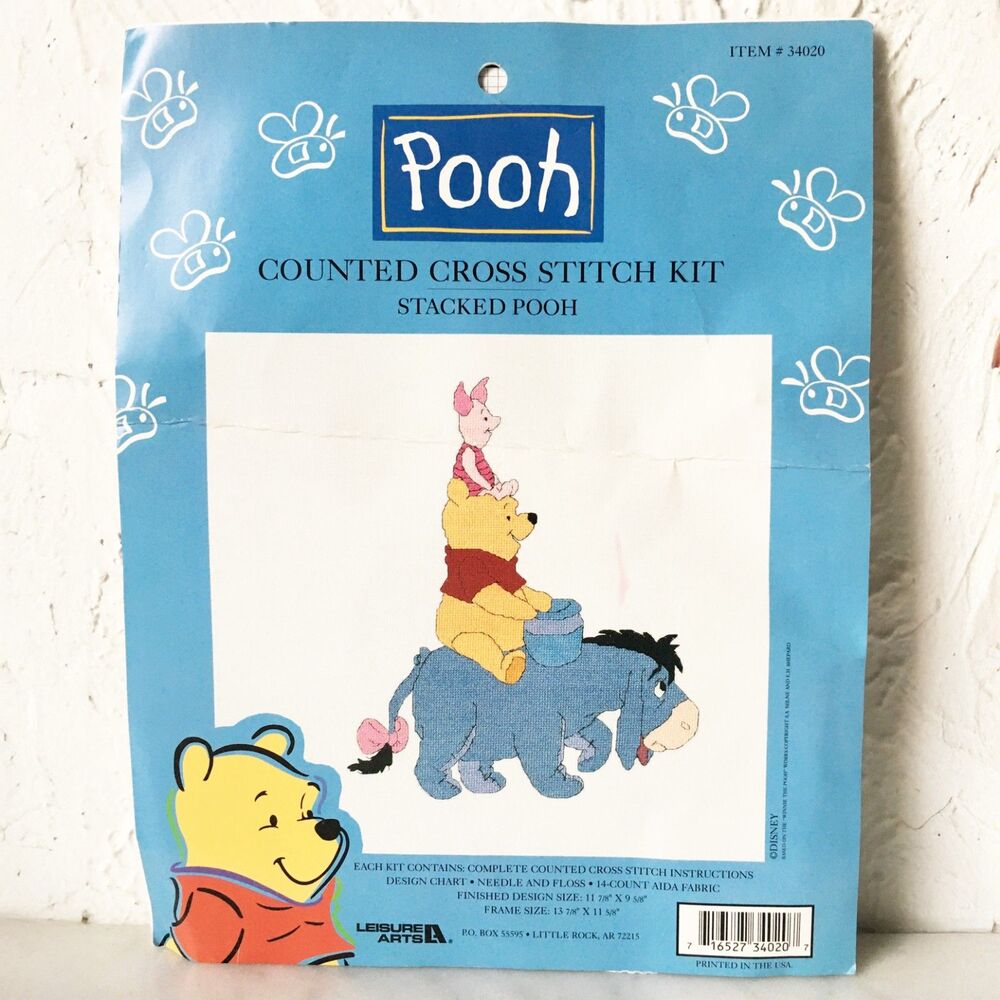 Disney Winnie the Pooh Counted Cross Stitch Kit Stacked Pooh Leisure Arts 34020